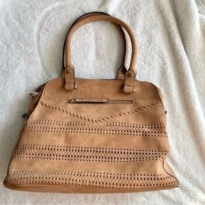 Tan Perforated Shoulder Bag